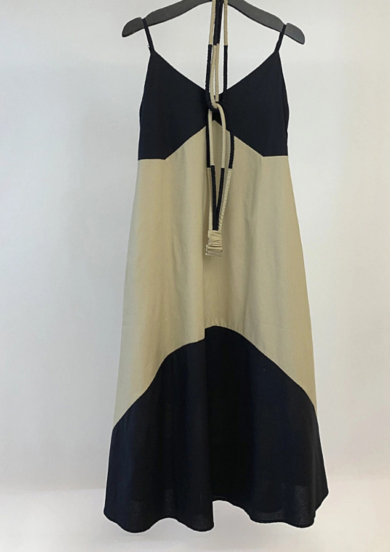 TWO-COLOR LIPARI MIDI DRESS