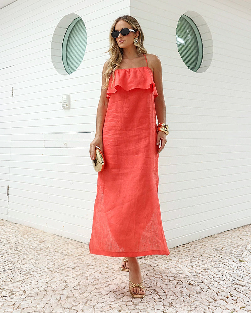 LINEN MIDI DRESS