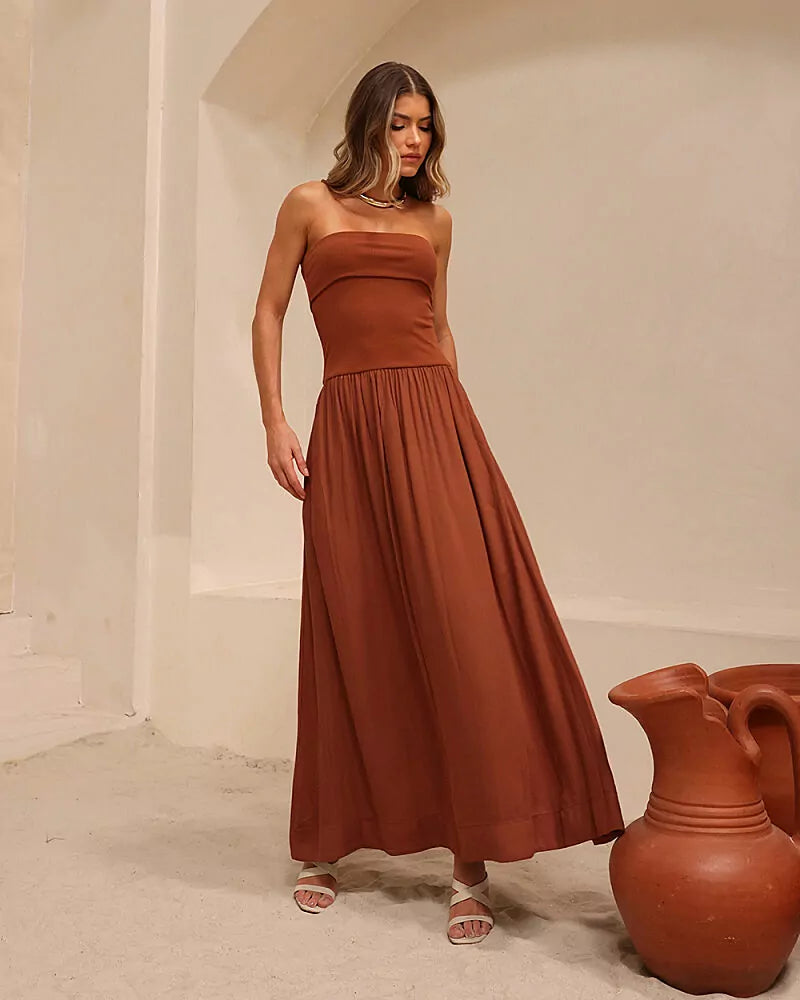 VESTIDO MIDI TOMARA QUE CAIA SAND